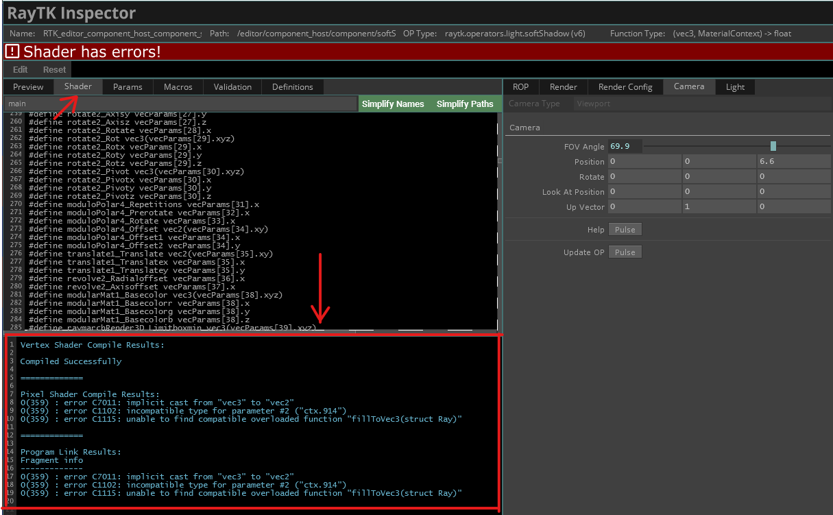 Inspector Shader Errors