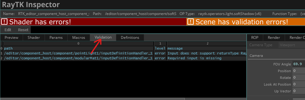 Inspector Shader Errors